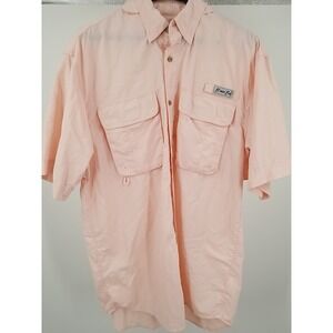 Bimini Bay Outfitters LTD Men's Short Sleeve Button Down Fishing Shirt  Pink Med
